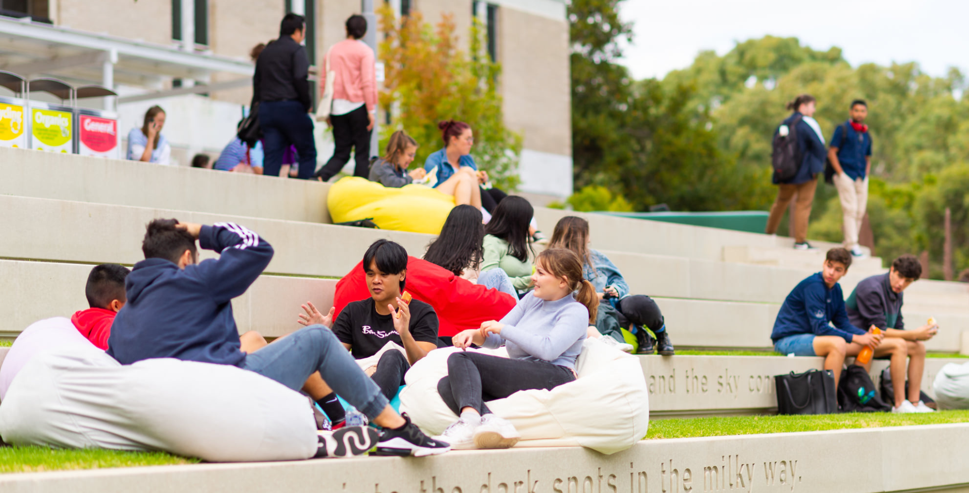 Flinders University Academy students sitting outside